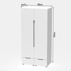 Ντουλάπα δίφυλλη Afina  mdf σε λευκή glossy απόχρωση 100x57x213εκ - Image 8