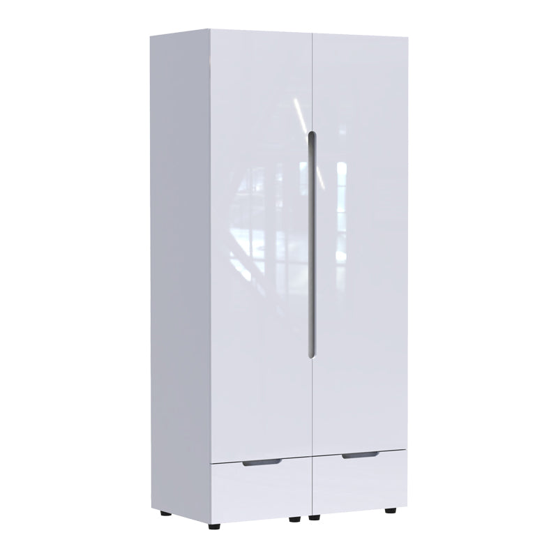 Ντουλάπα δίφυλλη Afina  mdf σε λευκή glossy απόχρωση 100x57x213εκ - Image 1