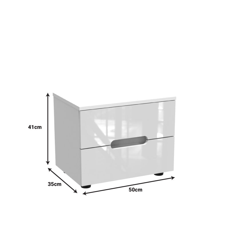 Κομοδίνο Afina  mdf σε λευκή glossy απόχρωση 50x35x41εκ - Image 3