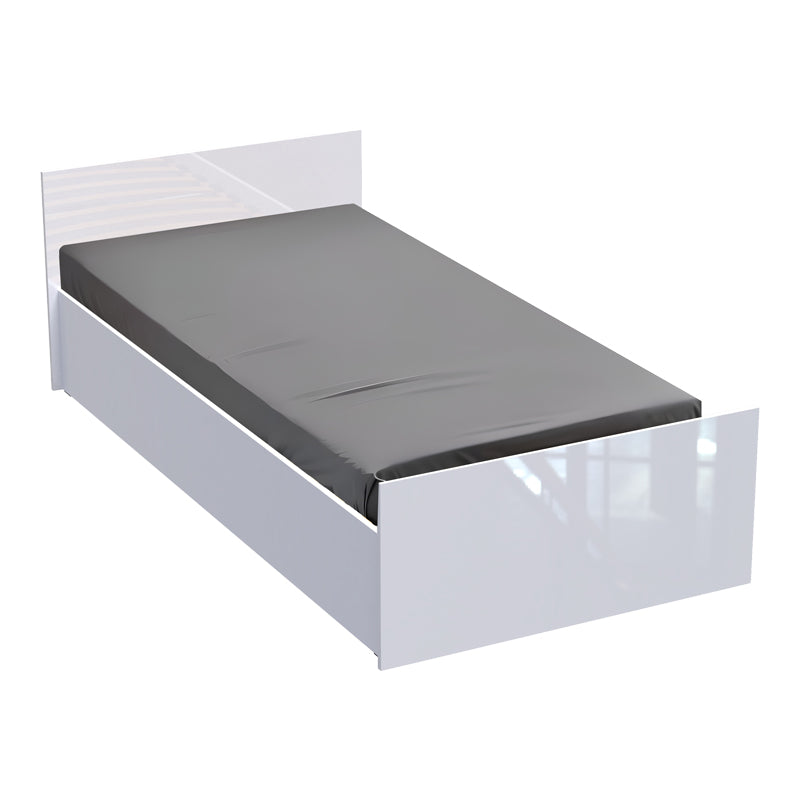 Κρεβάτι μονό Afina  σε λευκή glossy απόχρωση 90x200εκ - Pakobazaar