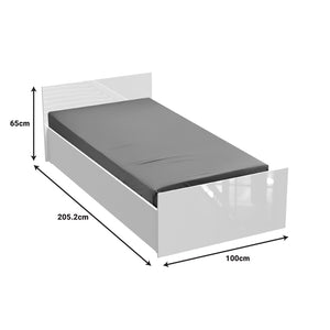 Κρεβάτι μονό Afina  σε λευκή glossy απόχρωση 90x200εκ - Pakobazaar