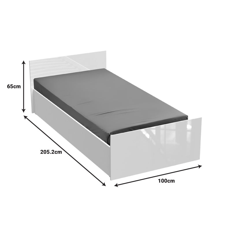 Κρεβάτι μονό Afina  σε λευκή glossy απόχρωση 90x200εκ - Pakobazaar