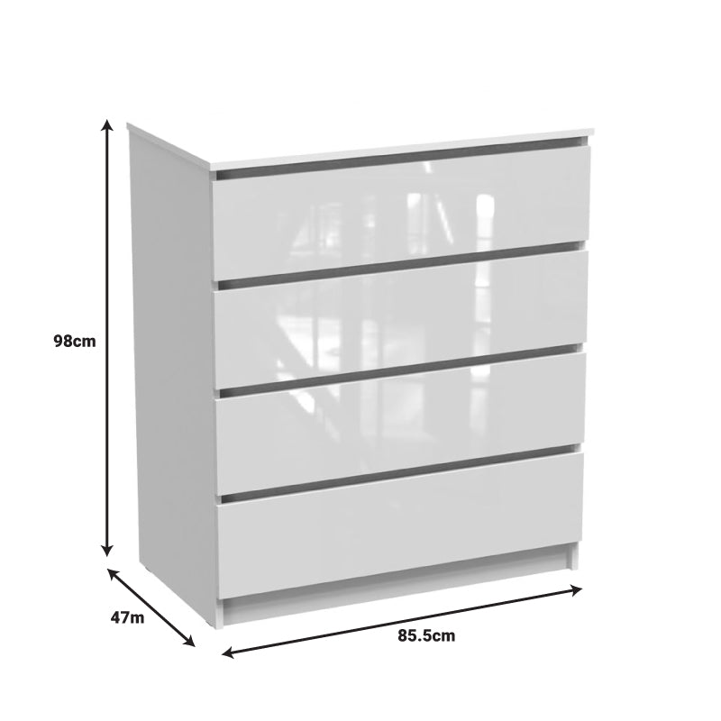 Συρταριέρα Dicama  mdf σε λευκη glossy απόχρωση 90x47x101εκ - Pakobazaar
