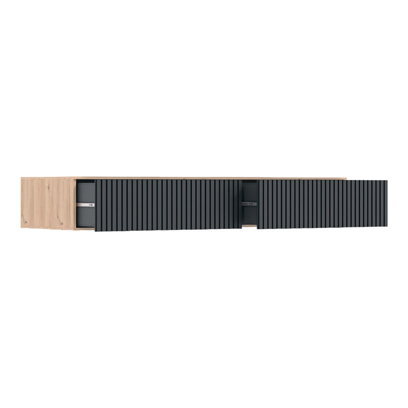 Κονσόλα με 2 συρτάρια Doha  mdf σε μαύρη με oak απόχρωση 120x41x20cm - Pakobazaar