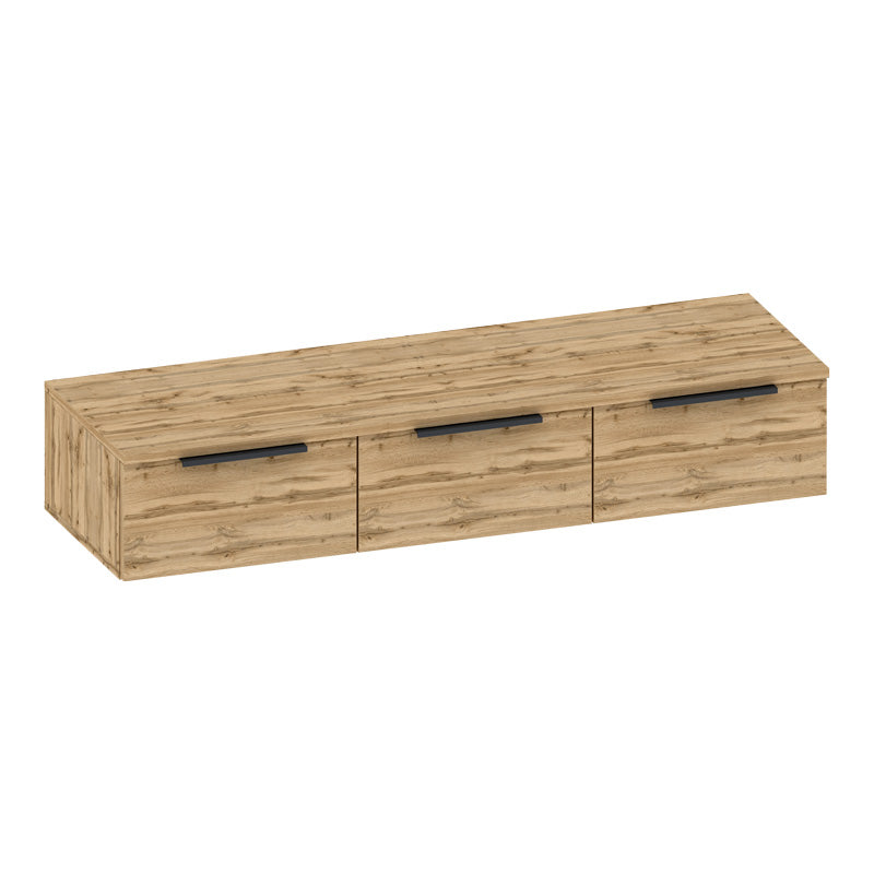 Κονσόλα με 3 συρτάρια Doha  σε μαύρη με oak απόχρωση 120x39x22cm - Pakobazaar