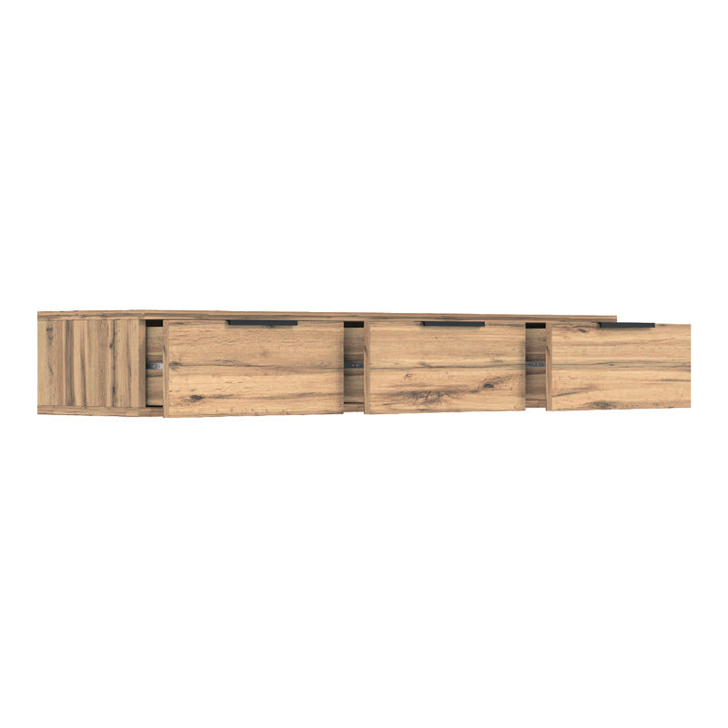Κονσόλα με 3 συρτάρια Doha  σε μαύρη με oak απόχρωση 120x39x22cm - Pakobazaar