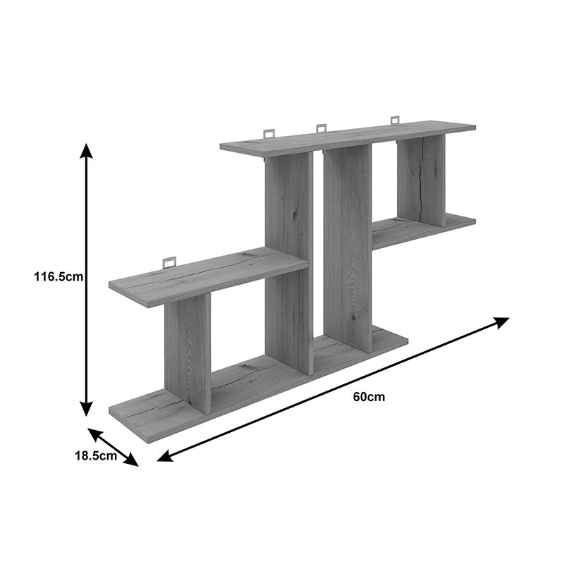Ραφιέρα τοίχου Vertoura  σε ανθρακί απόχρωση 116x18.5x60cm