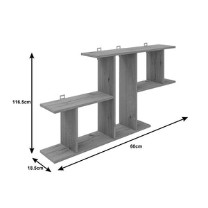 Ραφιέρα τοίχου Vertoura  σε ανθρακί απόχρωση 116x18.5x60cm - Pakobazaar
