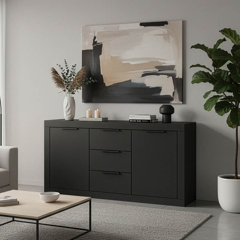 Μπουφές Doha  σε ανθρακί απόχρωση 150x45x80.5εκ - Pakobazaar