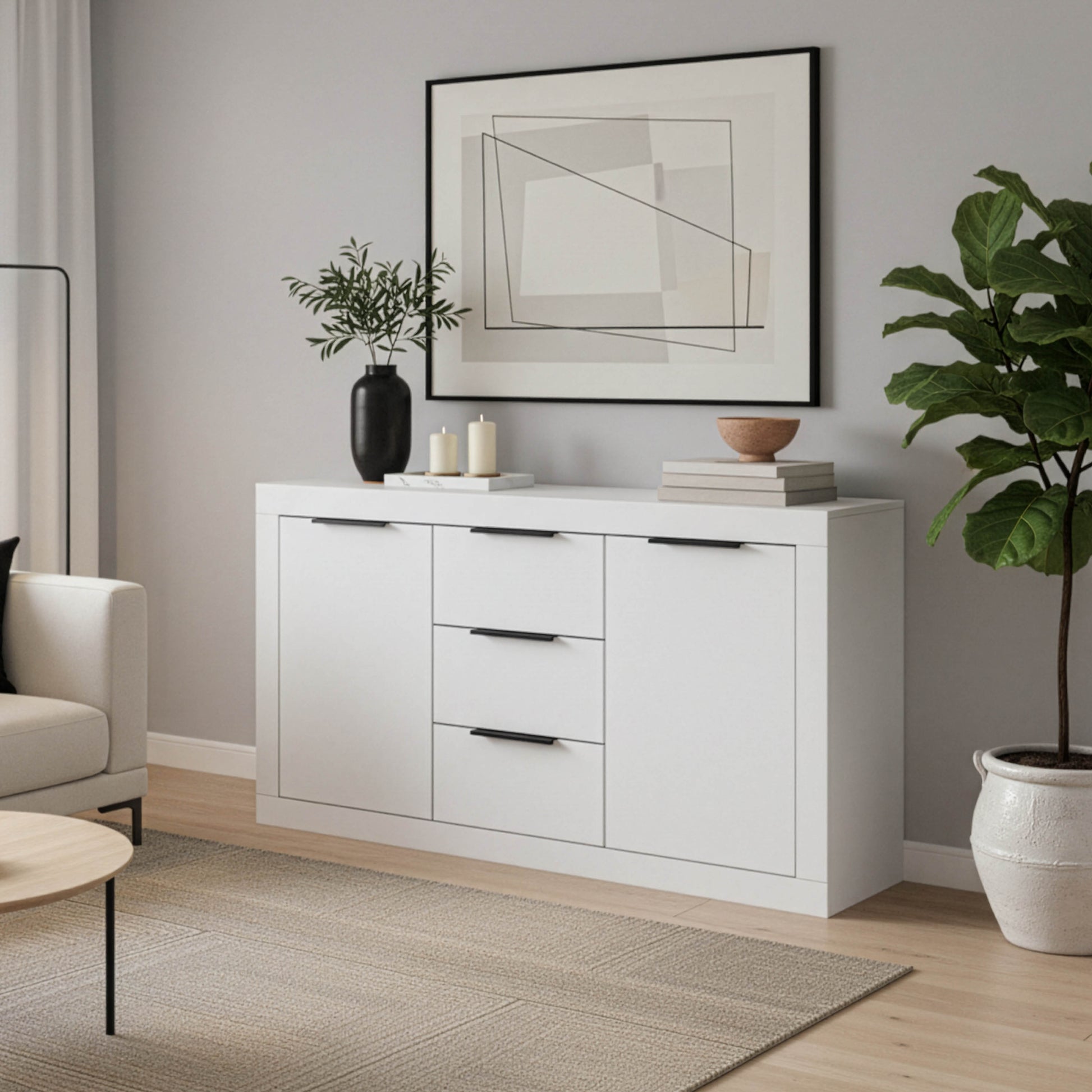 Μπουφές Doha  σε λευκή απόχρωση 150x45x80.5εκ - Pakobazaar