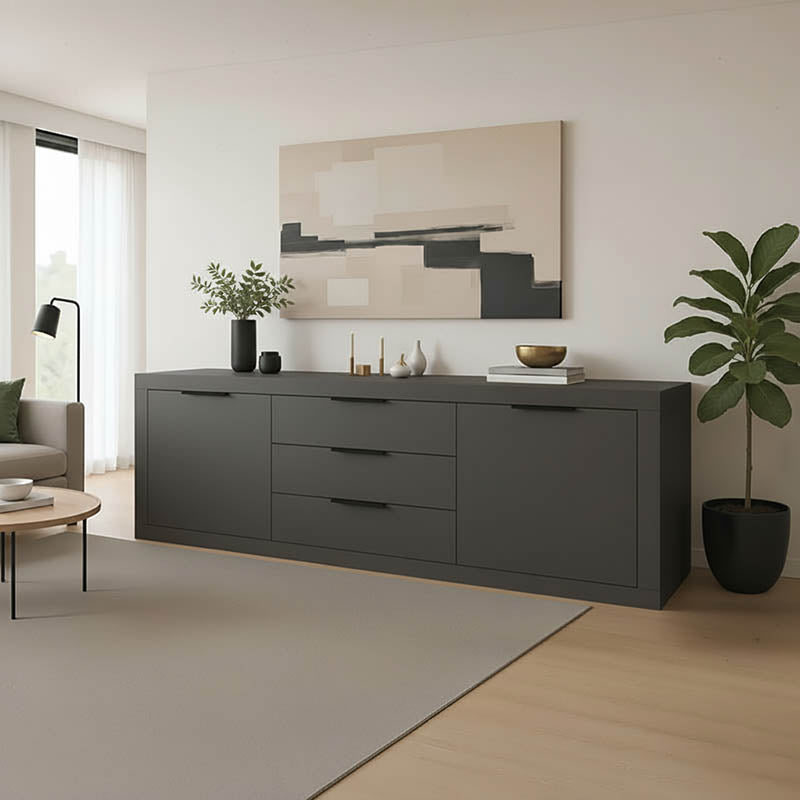 Μπουφές Doha  σε ανθρακί απόχρωση 210x45x80.5εκ - Pakobazaar