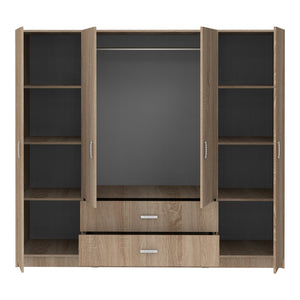 Ντουλάπα τετράφυλλη Royal  με συρτάρια sonoma 200x58x177εκ - Pakobazaar