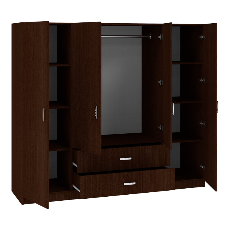 Ντουλάπα τετράφυλλη Royal  με συρτάρια wenge 200x58x177εκ