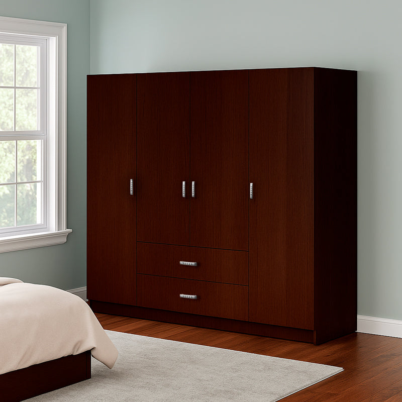 Ντουλάπα τετράφυλλη Royal  με συρτάρια wenge 200x58x177εκ