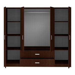 Ντουλάπα τετράφυλλη Royal  με συρτάρια wenge 200x58x177εκ - Pakobazaar
