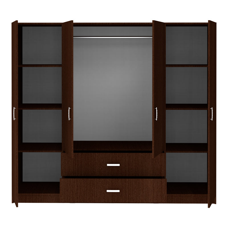Ντουλάπα τετράφυλλη Royal  με συρτάρια wenge 200x58x177εκ