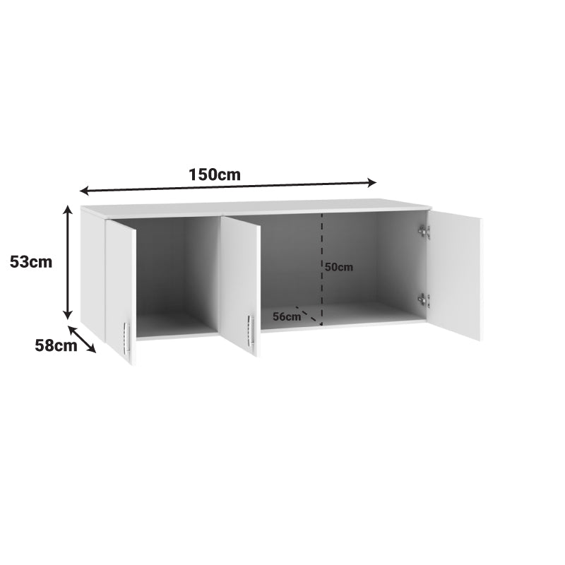 Πατάρι ντουλάπας Royal  τρίφυλλο λευκό 150x58x53εκ - Pakobazaar