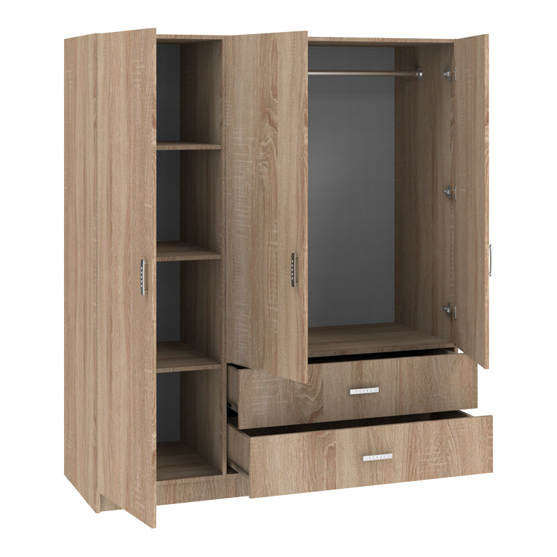 Ντουλάπα τρίφυλλη Royal  με συρτάρια sonoma 150x58x177εκ - Pakobazaar