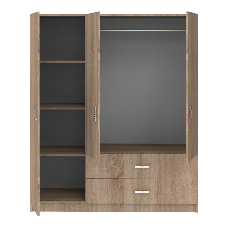 Ντουλάπα τρίφυλλη Royal  με συρτάρια sonoma 150x58x177εκ - Pakobazaar