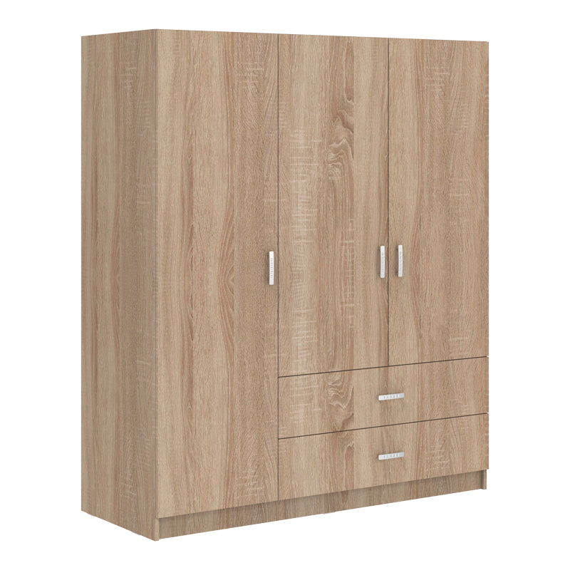 Ντουλάπα τρίφυλλη Royal  με συρτάρια sonoma 150x58x177εκ - Pakobazaar