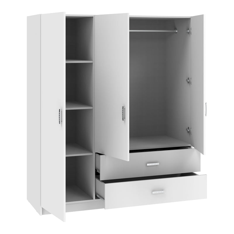 Ντουλάπα τρίφυλλη Royal  με συρτάρια λευκό 150x58x177εκ - Pakobazaar