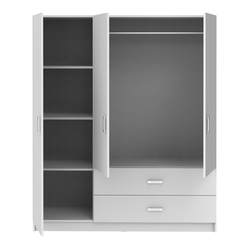Ντουλάπα τρίφυλλη Royal  με συρτάρια λευκό 150x58x177εκ - Pakobazaar