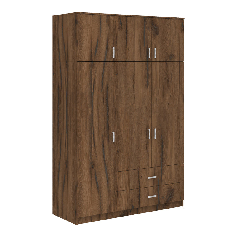 Ντουλάπα τρίφυλλη με συρτάρια Royal  καρυδι-oak 150x58x230εκ - Pakobazaar