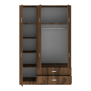 Ντουλάπα τρίφυλλη με συρτάρια Royal  καρυδι-oak 150x58x230εκ - Pakobazaar