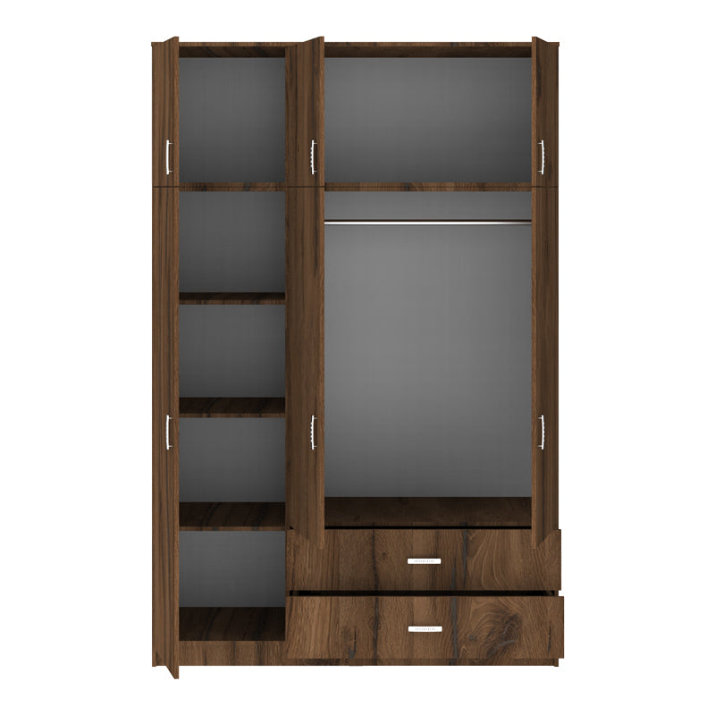 Ντουλάπα τρίφυλλη με συρτάρια Royal  καρυδι-oak 150x58x230εκ - Pakobazaar