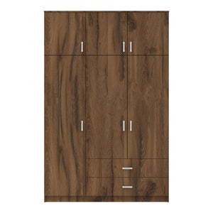Ντουλάπα τρίφυλλη με συρτάρια Royal  καρυδι-oak 150x58x230εκ - Pakobazaar