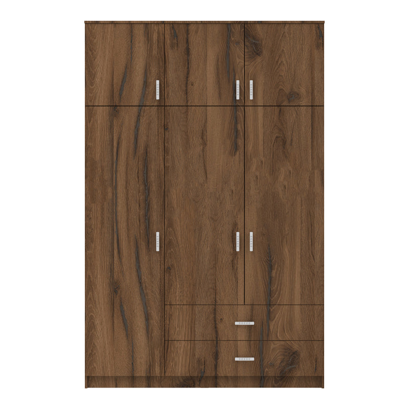 Ντουλάπα τρίφυλλη με συρτάρια Royal  καρυδι-oak 150x58x230εκ - Pakobazaar