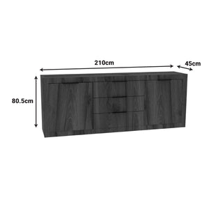 Μπουφές Doha  καρυδί με oak 210x45x80.5εκ - Pakobazaar
