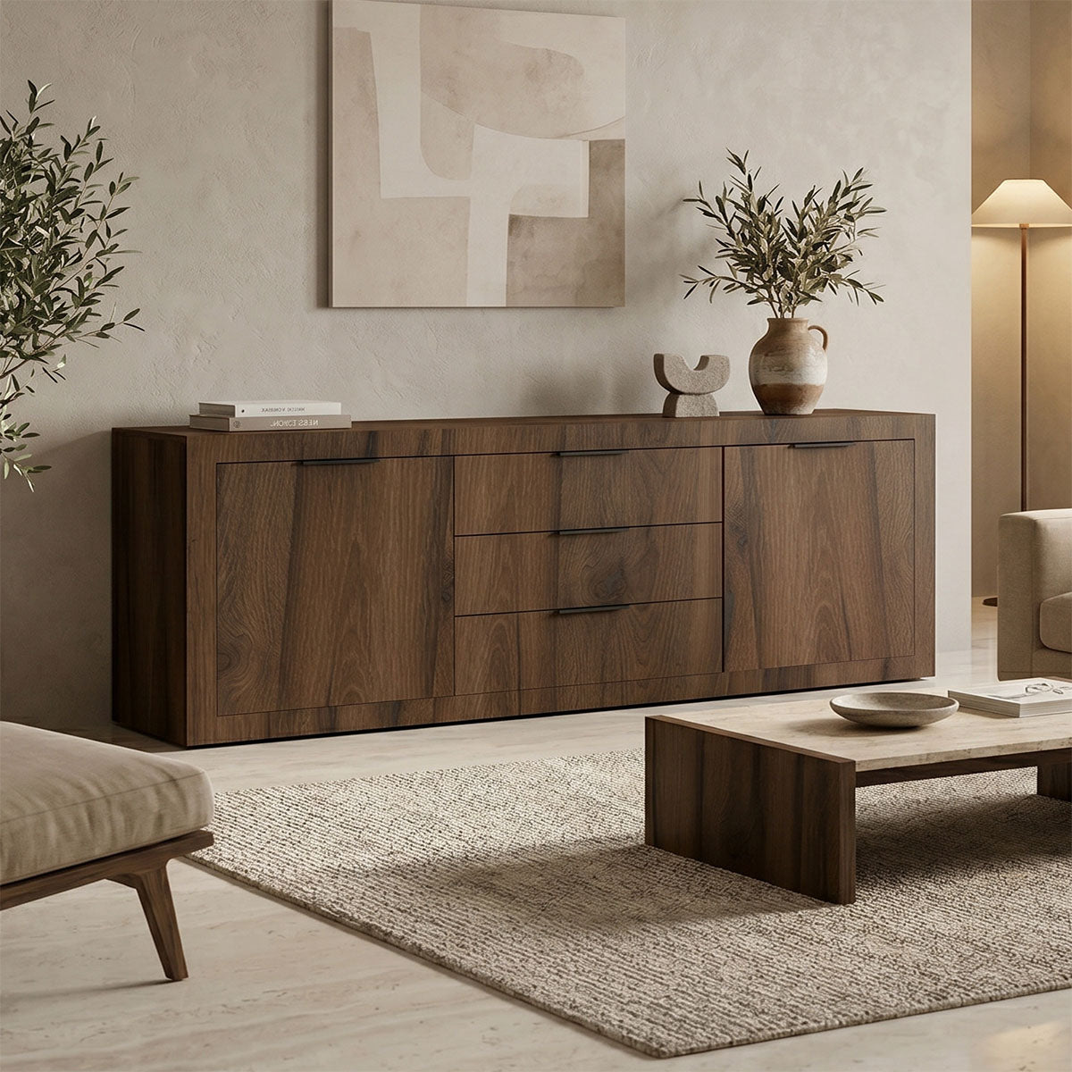 Μπουφές Doha  καρυδί με oak 210x45x80.5εκ