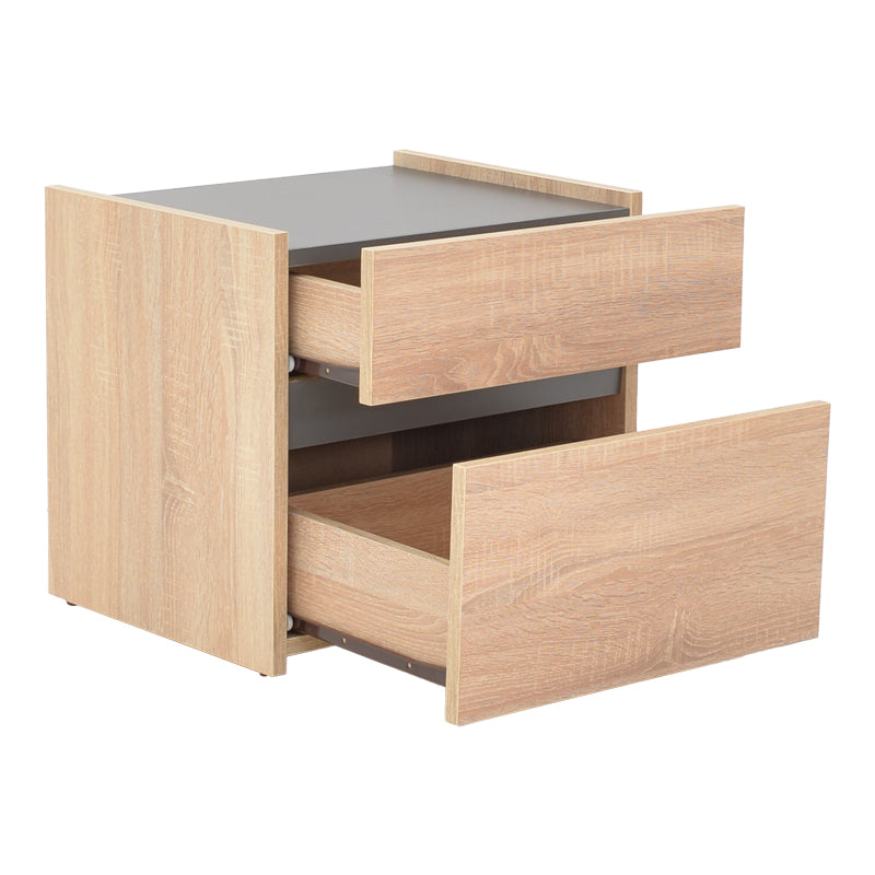 Κομοδίνο Comcie  σε φυσικό με γκρι απόχρωση 50x42x45.5εκ - Pakobazaar