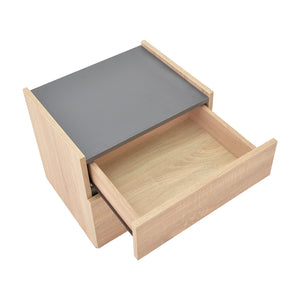 Κομοδίνο Comcie  σε φυσικό με γκρι απόχρωση 50x42x45.5εκ - Pakobazaar