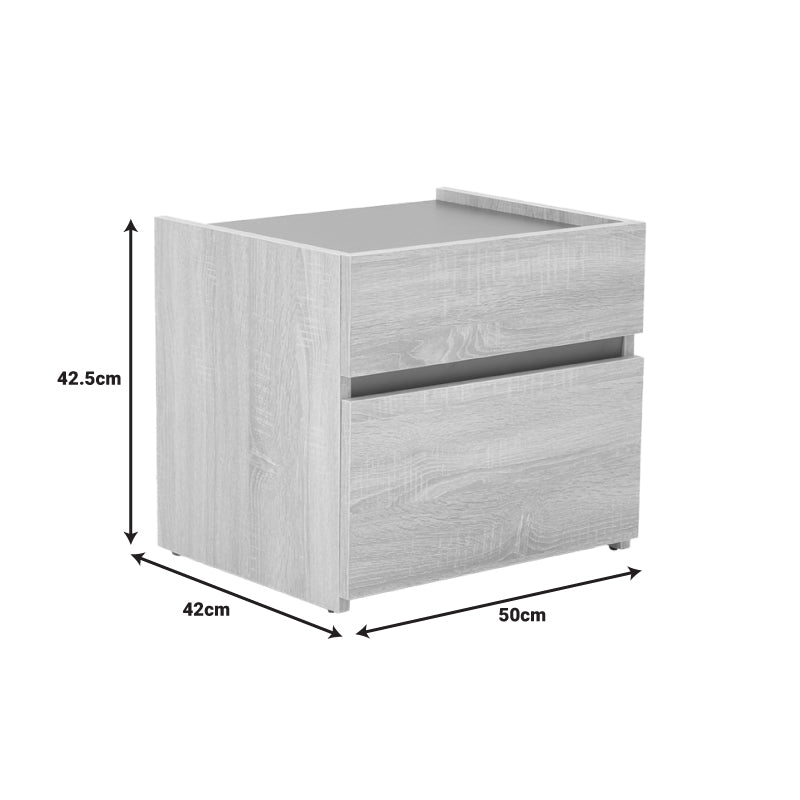 Κομοδίνο Comcie  σε φυσικό με γκρι απόχρωση 50x42x45.5εκ - Pakobazaar