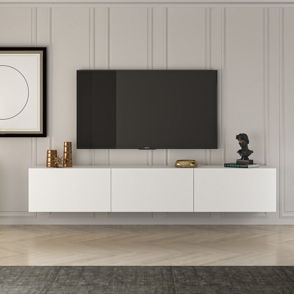 Έπιπλο Τηλεόρασης Kechria Λευκό 150x32x30 εκ. Μελαμίνης