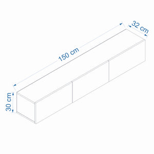Έπιπλο Τηλεόρασης Kechria Ανθρακί 150x32x30 εκ. Μελαμίνης