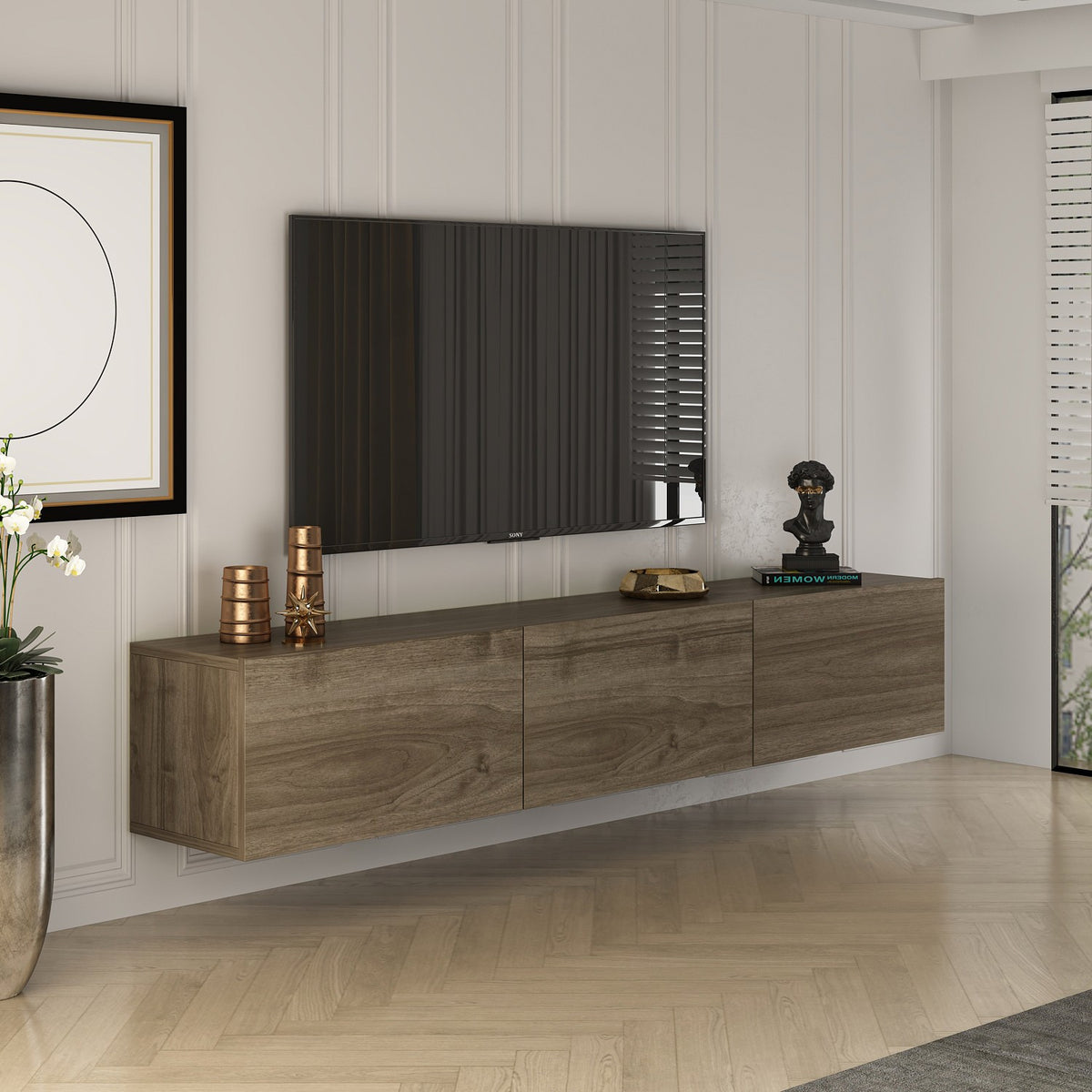 Έπιπλο Τηλεόρασης Kechria Καρυδί 150x32x30 εκ. Μελαμίνης