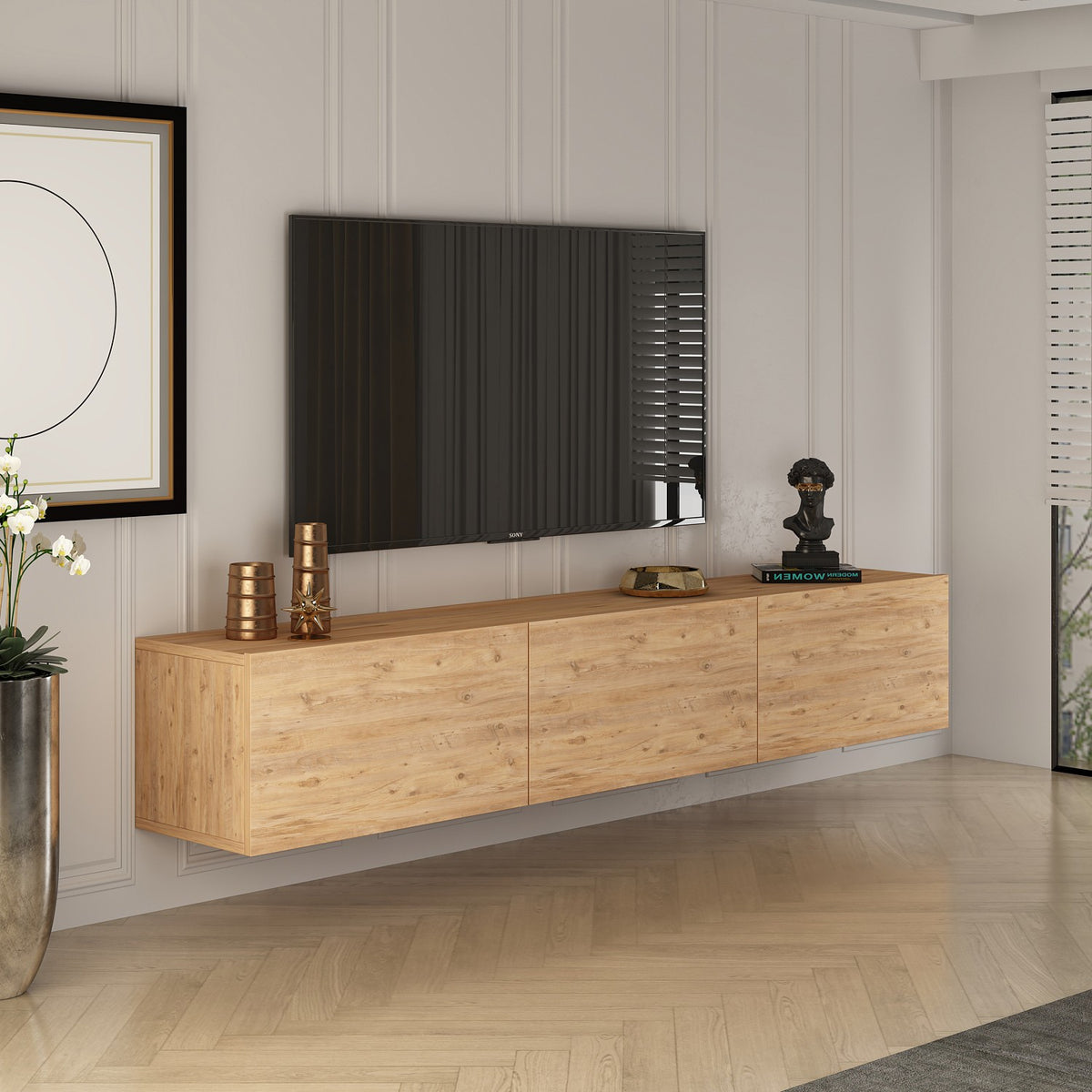 Έπιπλο Τηλεόρασης Kechria Ατλαντικό Πεύκο 150x32x30 εκ. Μελαμίνης