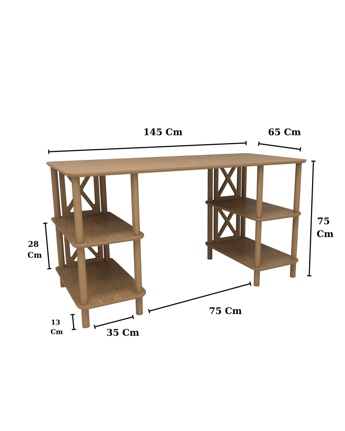 Γραφείο Eftalou Δρυς 145x65x75 εκ. MDF