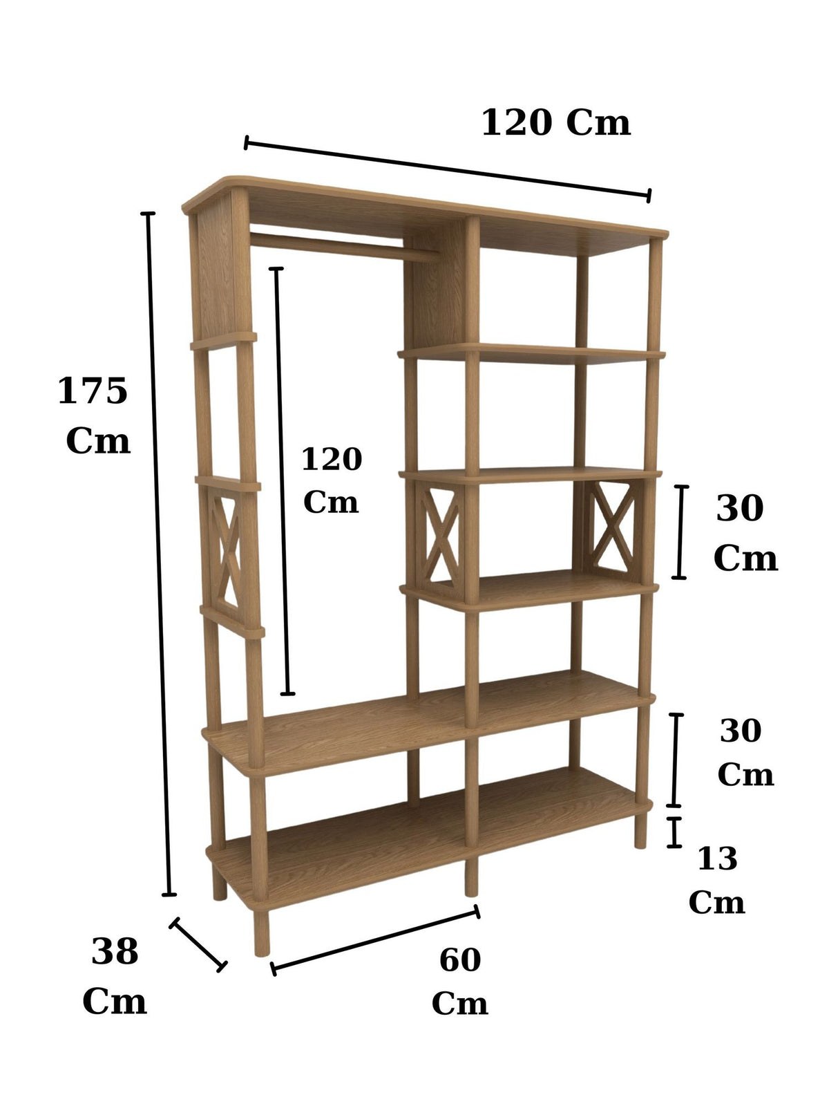 Ντουλάπα Polyaigos Δρυς 120x38x175 εκ. MDF