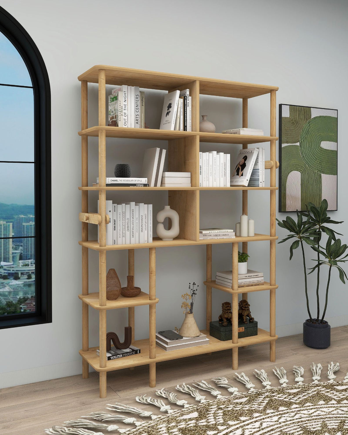 Βιβλιοθήκη Schinoussa Δρυς 120x30x174 εκ. MDF