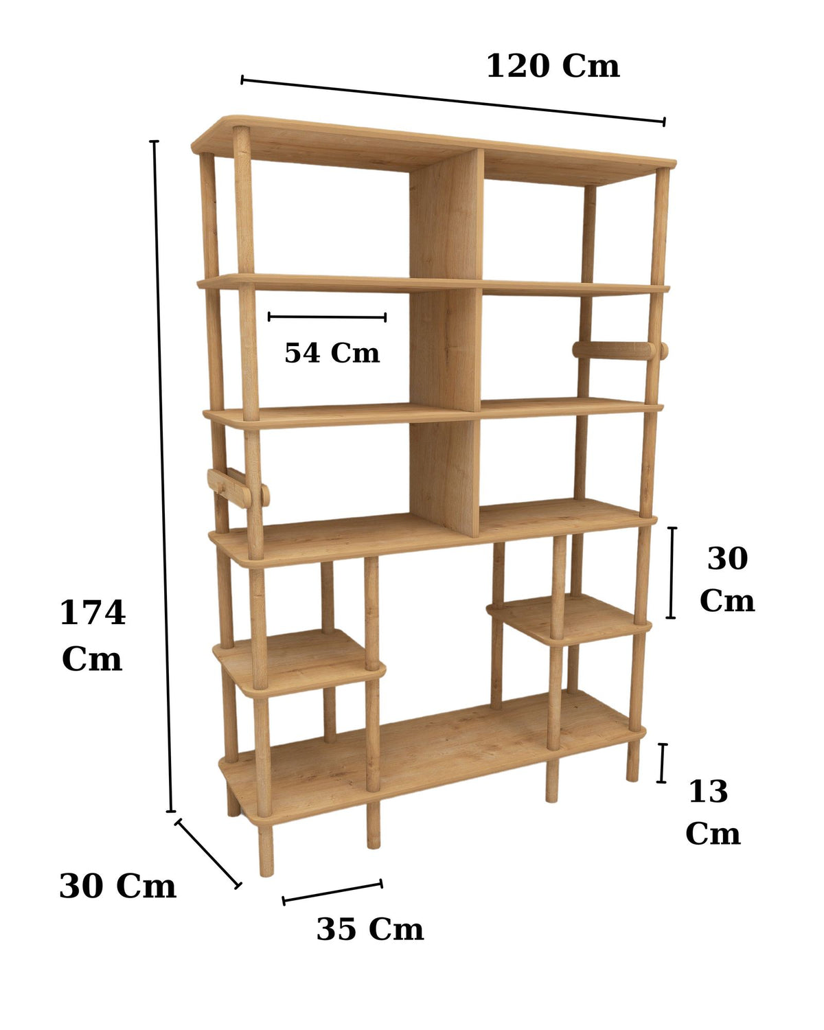 Βιβλιοθήκη Schinoussa Δρυς 120x30x174 εκ. MDF
