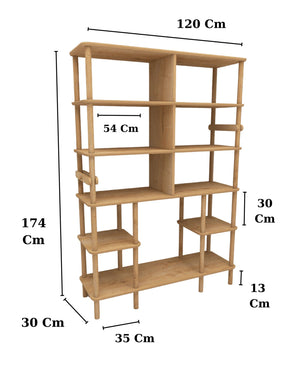 Βιβλιοθήκη Schinoussa Δρυς 120x30x174 εκ. MDF