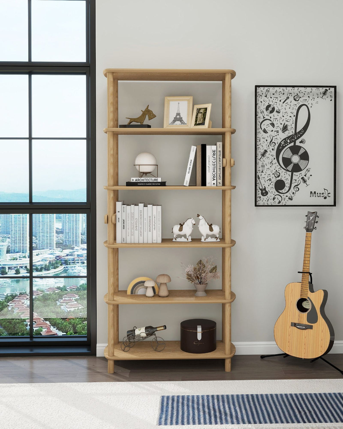 Βιβλιοθήκη Fourfouras Δρυς 80x30x174 εκ. MDF