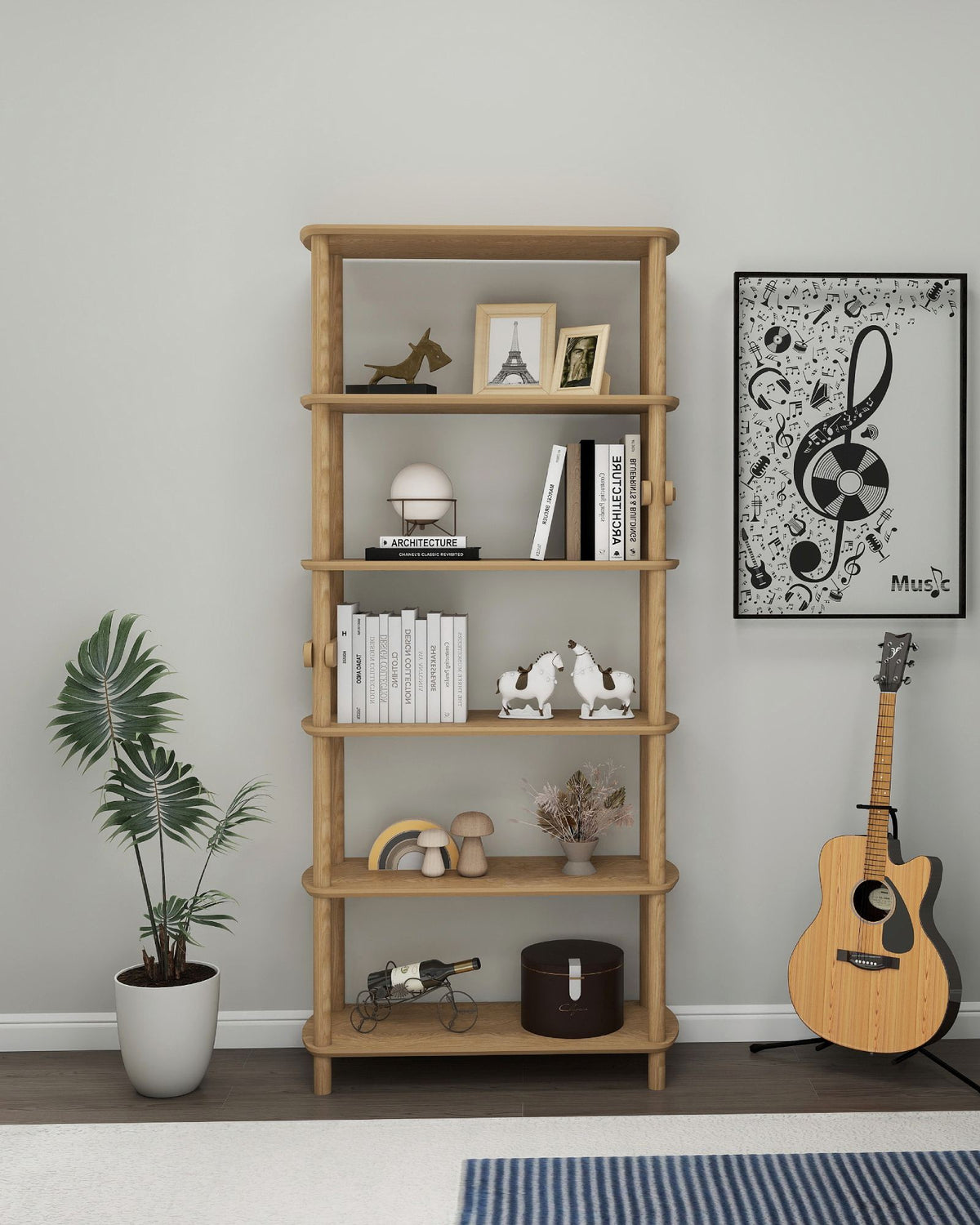 Βιβλιοθήκη Fourfouras Δρυς 80x30x174 εκ. MDF
