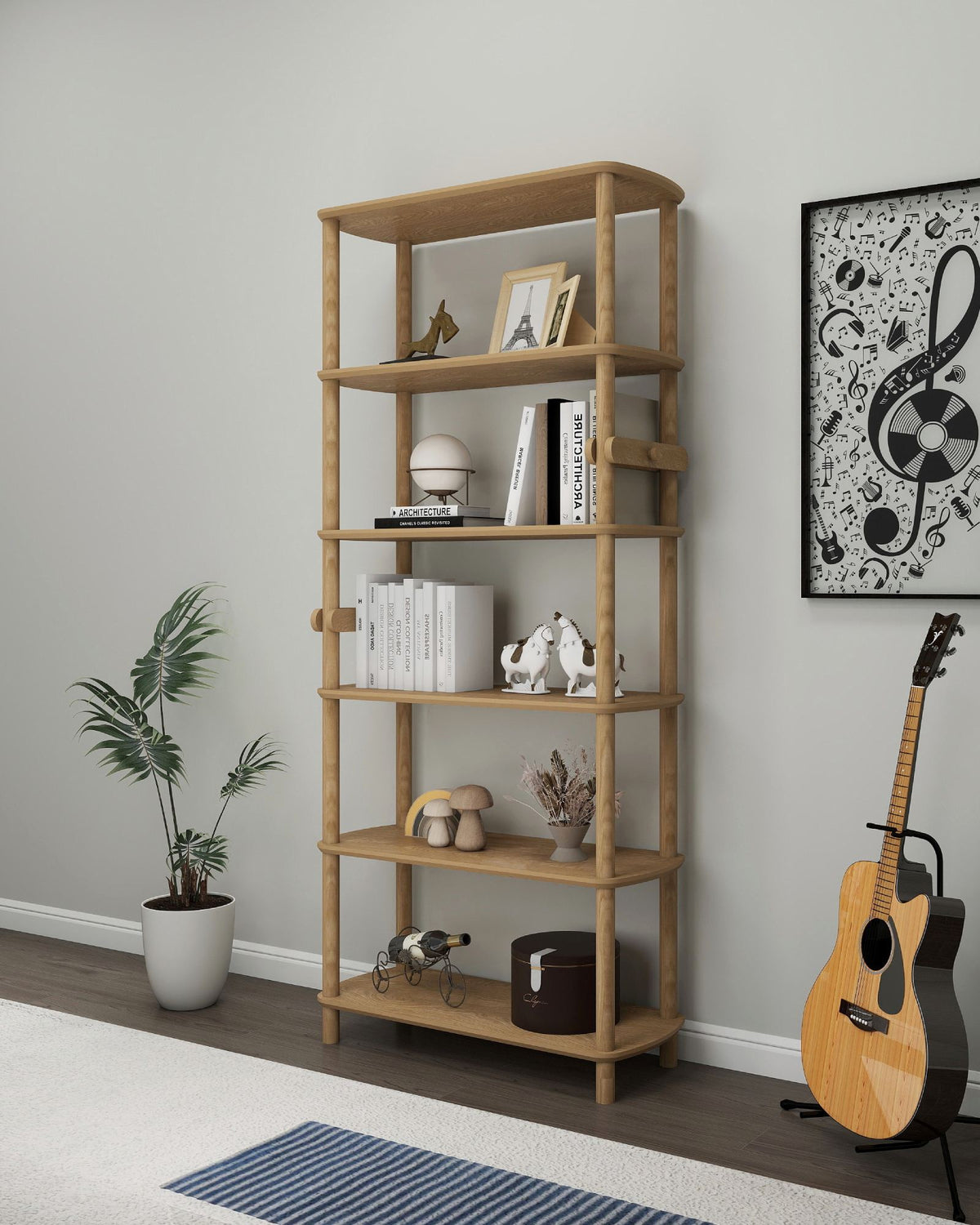 Βιβλιοθήκη Fourfouras Δρυς 80x30x174 εκ. MDF