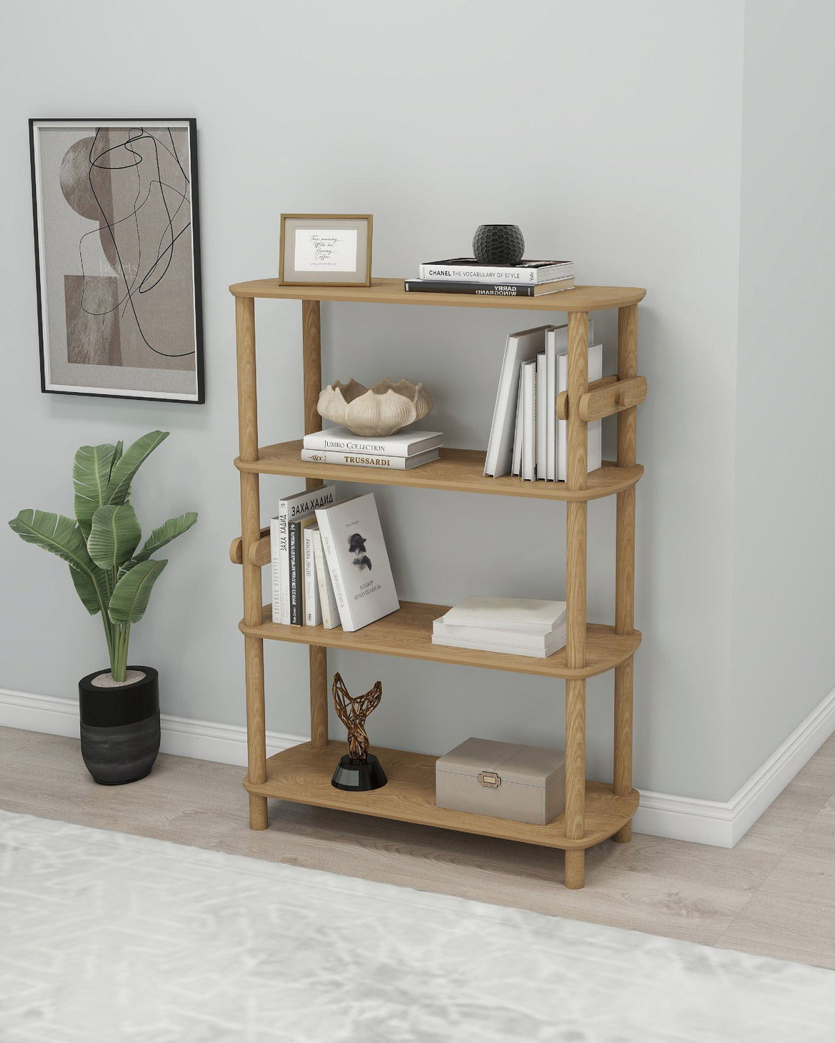 Βιβλιοθήκη Fourfouras Δρυς 80x30x112 εκ. MDF