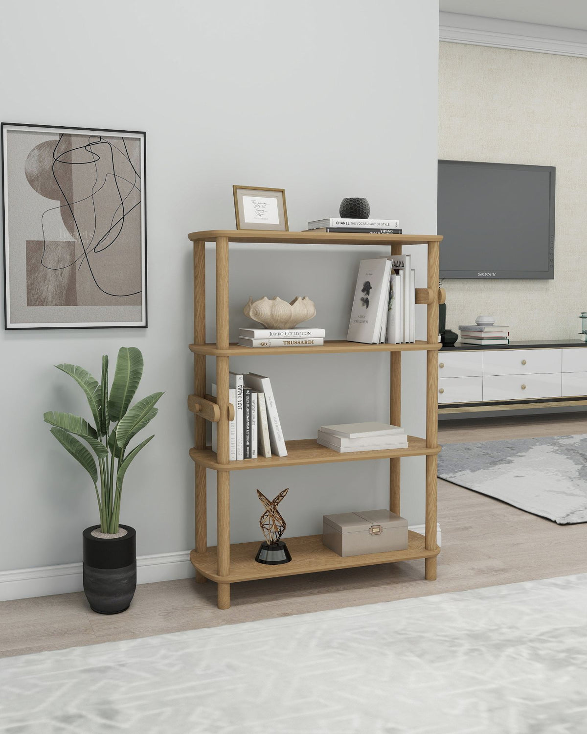 Βιβλιοθήκη Fourfouras Δρυς 80x30x112 εκ. MDF
